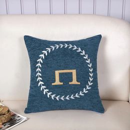 Chenille Sofa Pillow Tabby With Core Home Decor Designer Cover Double Sided Pattern H Letter Cushion Living Room Light Luxury Pillows Chair