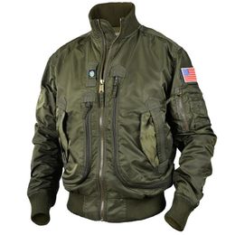 Men's Jackets Men Tactical Military Big Pocket Pilot Baseball Air Force Coat ArmyGreen Bomber Jacket Standcollar Motorcycle Outwear 231011
