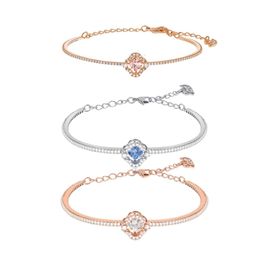 Swarovskis Bracelet Designer Jewels Original Quality Beating Heart Four Leaf Grass Bracelet For Women Using Swallow Crystal Dynamic Four Leaf Grass Bracelet