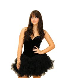 Strapless Cocktail Dress 2k24 Velvet Bodice Ruffle Organza Little Black Swan NYE Teen Homecoming Hoco Drama Graduation Formal Party Holiday Club Black-Tie Gala Prom