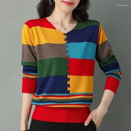Women's Sweaters Picking Up Leaks-Withdrawal Of Long Sleeved Color Matching Thin Pullover Knit Loose Top At The Counter