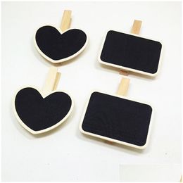 Party Decoration Party Decoration Mini Chalkboard Blackboard With Wooden Clip Mes Board Signs And Labels Clips For Food Memo Note Taki Dh7Yy