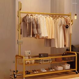 Hangers Metal Portable Clothes Rack Golden Shelfs Bedroom Storage Shoe Coat Modern Nordic Arara De Roupa Clothing Store Furniture