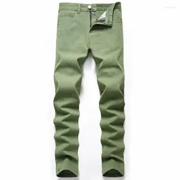 Men's Jeans Green Straight Leg Men Slim Fit Trousers Casual Mid Waist Big Size Denim Pants Spring Autumn Homme Fashion Cotton