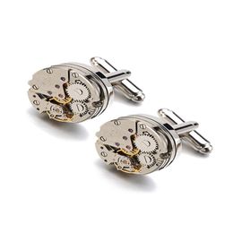 Tie Clips Real Tie Clip Nonfunctional Watch Movement Cufflinks For Men Stainless Steel Jewellery Shirt Cuffs Cuf Flinks Whole6673889 Jew Dhfub