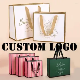 Gift Wrap 5 Pcs Custom Logo Gifts Package Bags For Jewelry Cosmetic High Quality Wedding Paper