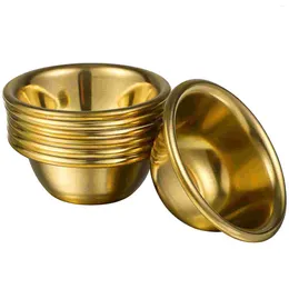 Bowls 7 Pcs Brass Bowl Drinking Cup Metal Glasses Water Offering Copper Sacrifice Cups