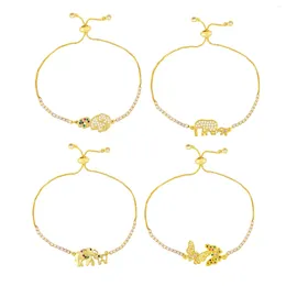 Charm Bracelets Cubic Zirconia Crystal Cute Elephant Bracelet Women Gold-plated Brass CZ Stones Lovely Butterfly Chain Trendy Jewelry Gift