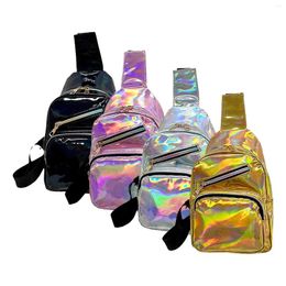 Waist Bags Stylish Breast Bag Women's Textured Bright PU Multi Functional Colour Casual Shoulder Crossbody Clear