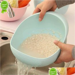 Food Grade Plastic Rice Beans Peas Washing Philtre Strainer Basket Sieve Drainer Cleaning Gadget Kitchen Accessories Drop Delivery