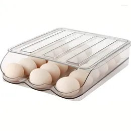 Storage Bottles 1 PCS Egg Container Capacity Organiser Layer Automatically Rolling For Fridge With Lid