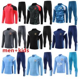 2024 Man City Tracksuit Haaland Half Zip Training Suit Men Kids Kit 24 De Bruyne Mens Soccer Tracksuits Sportswear Football Survatment Foot Chandal