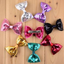 New Christmas 19 Colours Hairpin Embroidery Sequin Bows with clip Baby Girls Barrettes Hair clip Kids Hair Accessories C5265