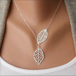 Pendant Necklaces Fashion Jewellery Simple Personality Wild Temperament 2 Leaves Necklace For Women's Lovers Gifts Wholesale