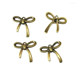 Charms 30Pcs/Lot 24.8 23.8MM Antique Bronze Plated Bowknot Necklace Pendant DIY Accessories