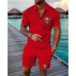 Men's Tracksuits Polo Tracksuit Shorts Sets For Man Clothing Dark Skull Deejay With Nicaraguan Flag High Quality Jogger Oversized