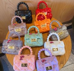 Cute children pearl princess handbag mini girls jelly coin purse fashion baby crossbody shoulder bags