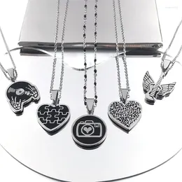 Pendant Necklaces Musical Note Guitar Necklace Stainless Steel Women Men Punk Hip Hop Heart Puzzle Camera Party Jewellery Gift