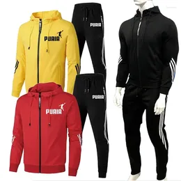 Men's Tracksuits Autumn Set Sweatpants Casual Hoodies Tracksuit Printing Sweatshirts Two Piece Pants Outfit Sportwear Jogging Trousers