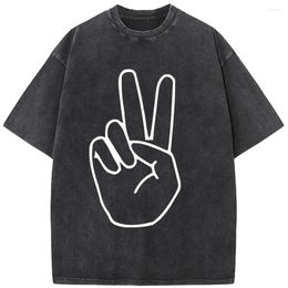 Men's T Shirts Peace Logo Unisex Washed T-Shirt Novelty 230g Cotton Summer O-Neck Bleached Tshirt Funny Casual Loose Bleach Tops Tee