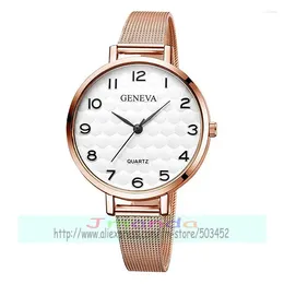 Wristwatches 100pcs/lot Geneva 621 Fish Scale Mesh Watch Wrap Quartz Casual Brand Watches Wholesale Simple Dial Wrist