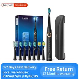 Toothbrush Fairywill FW-508 Sonic Electric Toothbrush Rechargeable Timer Brush 5 Modes Fast Charge Tooth Brush 8 Brush Heads for Adults 231012