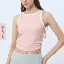 Active Shirts AI Color Blocking Slimming Yoga Tank Top For Women's Running Anti Sports Underwear Fitness Pleated With Chest Pad