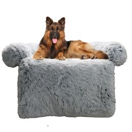 Cat Beds Furniture Fluffy Dog Bed Pet Sofa Mat for Cat Long Plush Pet Cushion Winter Dogs House Furniture Protector Mats for Small Medium Large Dog 231011