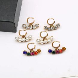 Diamond Classic Earrings Pearl Letter Earrings Women Designer Earrings Brand Charm Earring Rhinestone Korean Charm Studs