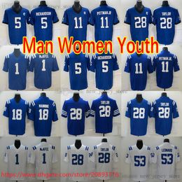 Movie College Football Wear Jerseys Stitched 28 JonathanTaylor 11 MichaelPittman 5 AnthonyRichardson 1 PatMcAfee 18 PeytonManning 53 DariusLeonard Jerseys