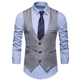 Men's Vests M-5xl Mens Suits Spring Autumn Single Breasted V-neck Solid Color Business Slim Soft Male Blazer Waistcoats Clothes Hy30