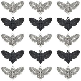 Charms 6pcs Two Color Vintage Skull Moth Butterfly Alloy Metal Gothic Insect Pendants For DIY Bracelets Necklaces Jewelry Making