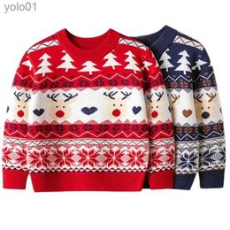 Women's Sweaters Christmas Children Sweater Autumn Clothing 3-7 Years Baby Girls Boys Knitwear Pullover Knitted Sweater 2023 Kids Party SweatersL231012