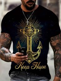 Men's T Shirts Boat Sight Print Round Neck Short Sleeve Plus Size Top With Versatile Fit 2023 Summer Street Style T-shirt