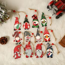 Christmas supplies, American home decoration props, Colourful paintings, cute forest people pendants, Christmas gifts, wooden pendants