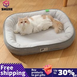 Cat Beds Furniture Square Cat's House Bed For Cats Dog Mat Warm Sleep Cat Nest Cushion Dog Puppy Couch For Dogs Basket Plush Pet Accessories Winter 231011