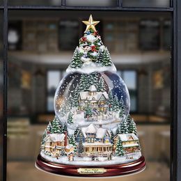 Christmas Decorations Christmas Tree Window Stickers Rotating Sculpture Train Decoration Christmas Decorations Winter Home Furnishings Navidad 231012