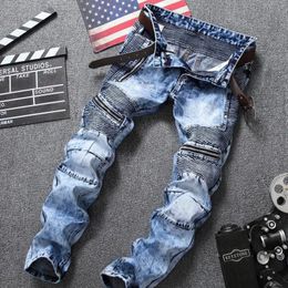 Mens Jeans European And American Direct Fold Zipper Motorcycle Snowflake High Quality Plus Size Sales mens Denim 231012