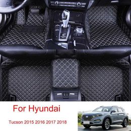 Floor Mats Carpets Custom Car Floor Mats For Hyundai Tucson 2015 2016 2017 2018 Leather Auto Carpets Protective Pad Rugs Waterproof Interior Parts Q231012