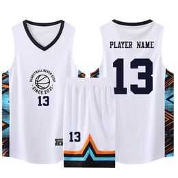 Outdoor T-Shirts Youth Men Kids Basketball Jersey Big Size Quick-dry Breathable Training Set Vest And Shorts Name Number Sponsor 231012