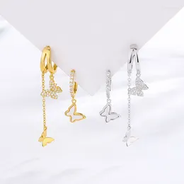 Stud Earrings 2023 S925 Pure Silver White Fritillaria Bow For Women's Fashion Commuter Short Asymmetric Tassel