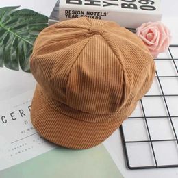 Berets Fashion Corduroy Solid Color Solid Color Outdoor Women Beret Unisex Shade Spring Autumn Peaked Cap Women HatL2310.12