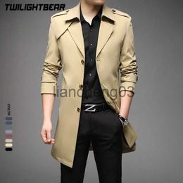 Men's Trench Coats New Men's Long Trench Mael Windbreaker Business Casual Classic Trench Coat Men Clothing Casual Jacket Outerwear BF8908 J231012