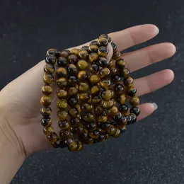 4mm 6mm 8mm 10mm 12mm Natural Tiger Eye bracelet Gemstone Healing Power Energy Beads Elastic Stretch stone round Beads bracelet