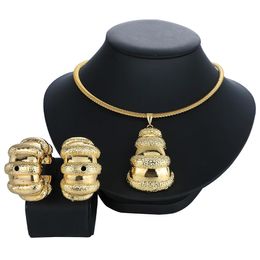 Wedding Jewellery Sets Trendy for Women Necklace And Earrings Copper Pendant Brazilian Dubai 18k Gold Colour For Party 231012