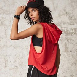 Active Shirts Antibom Sleeveless Breathable Sports Crop Top Women's Hooded Mesh Quick Drying Vest Outdoor Fitness Yoga T-shirt