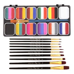 Body Paint Face Body Paint Set Wooden Handle Paint Brush Painting Pallet Painting Palette Makeup Kit for Kids Supplies Christmas Festival 231012