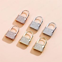 Fashion Gold Plated Bling CZ Lock Hoops Earrings for Girls Women Hip Hop Jewlery Nice Gift for Friend281C