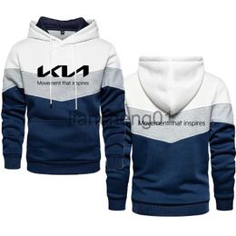 Men's Hoodies Sweatshirts Spring and Autumn New Kia Car Print Hip Hop Men's Hoodie Contrast Patch Pocket Men's Hoodie Sweatshirt Men's Street T-shirt x1012