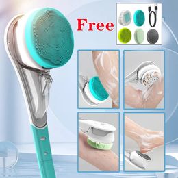 Bath Brushes Sponges Scrubbers 6 in 1 Electric Bath Brush Silicone Back Scrubber USB Rechargeable Rotating Shower Brush Spa Waterproof Body Cleaning Brush 231012